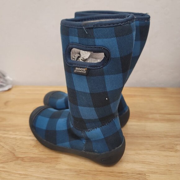 Bogs Blue Plaid Soft Kids Rain Boots Size 9 - Picture 2 of 9